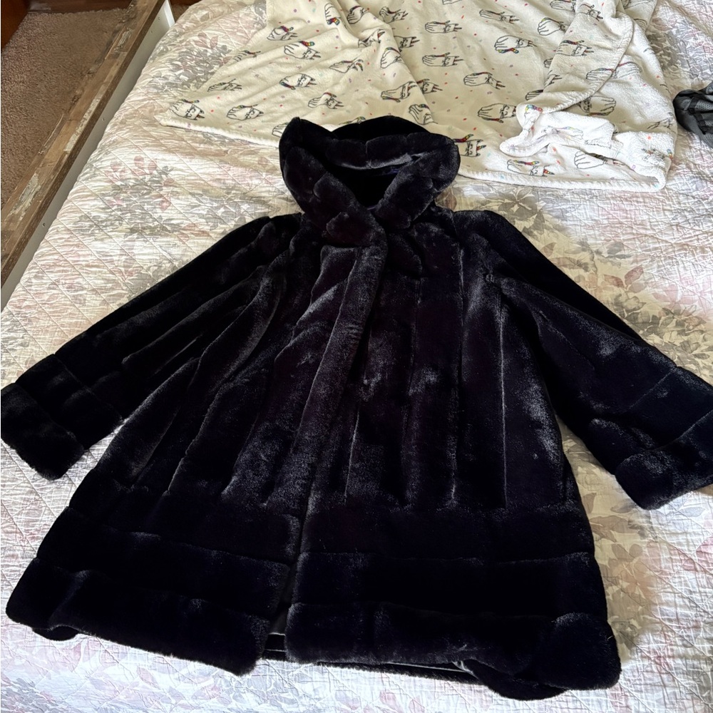 G GalleryFaux Fur Hooded Black Teddy Jacket